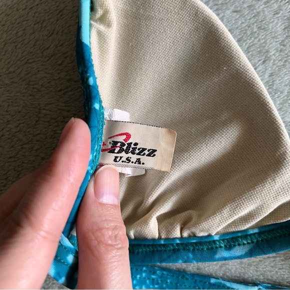 Hibiscus halter flower aqua blue bikini top - Small - Picture 4 of 4